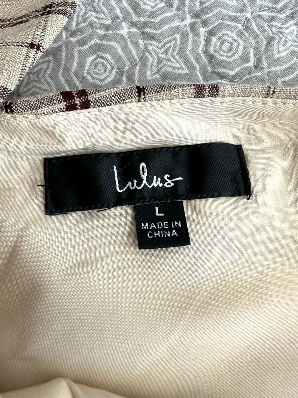 Lulu’s Uptown Affection Beige Plaid A-Line Midi Dress with Pockets Size L - Picture 8 of 16